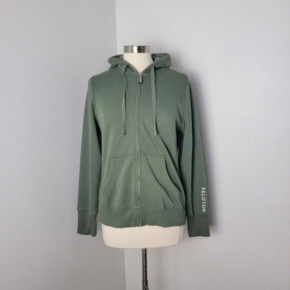 Peloton Green Ultimate Fleece Zip-Up Hooded Sweatshirt With Pockets Size Medium - Picture 3 of 13